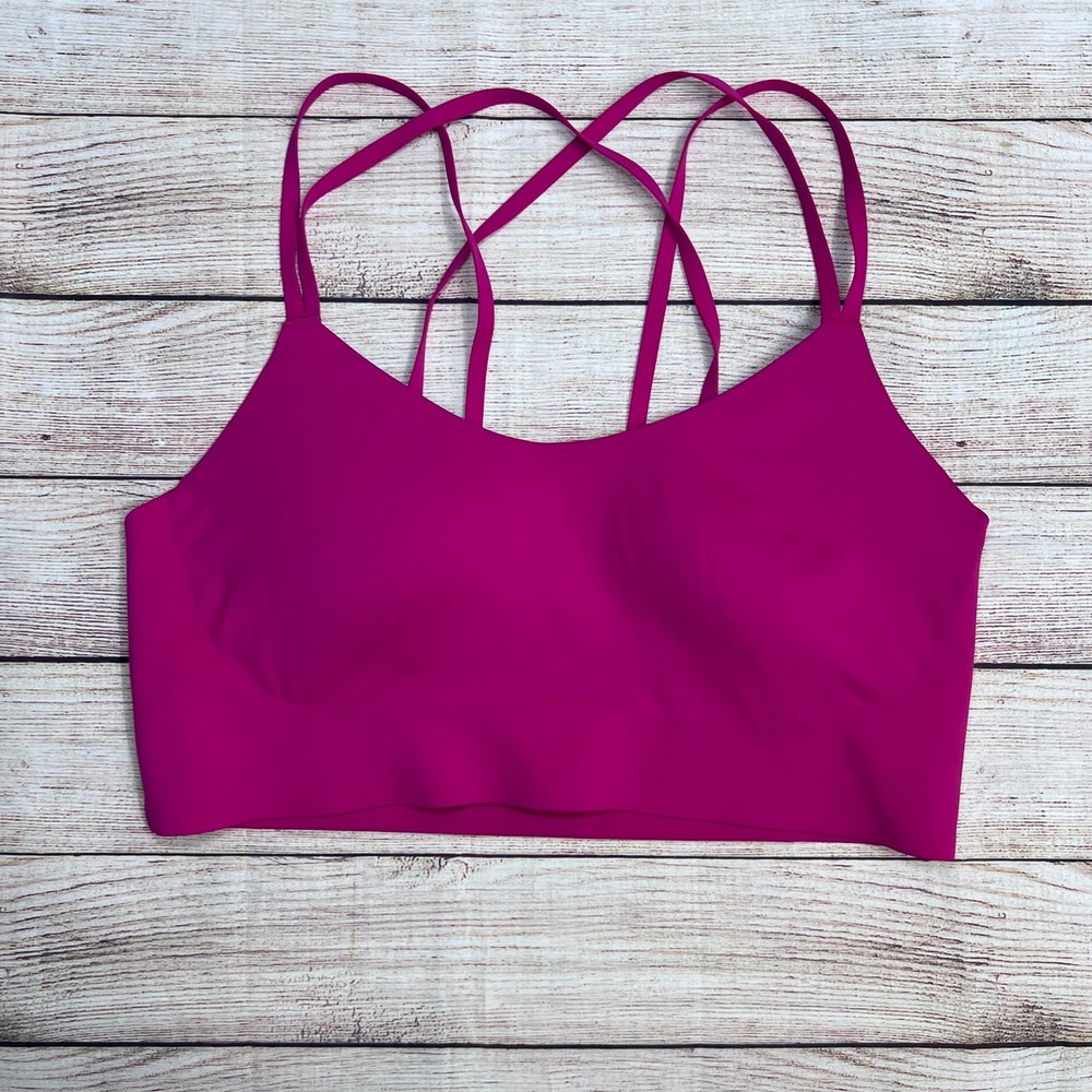 Forever 21 Sports Bra Womens XL Magenta Pink Multi-Strap Crisscross Back Stretch